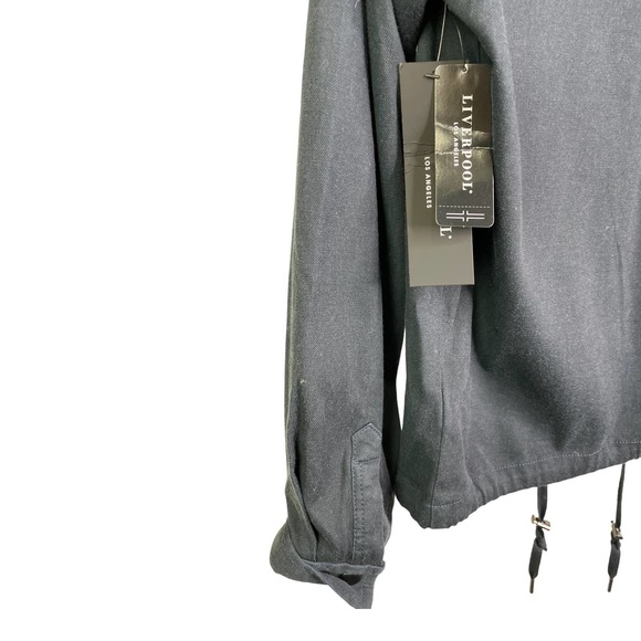 Liver Pool Women's Jacket Coat Long Sleeve Blue Zip Snap Moto Army Boho S NWT - Picture 5 of 9
